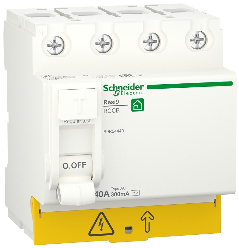 Выключатель дифференциального тока УЗО Schneider Electric Resi9 4п 40А 300мА 6кА тип AC 